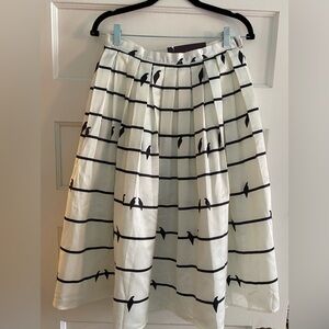 NWT “Birds on a Wire” Black and White Pleated Skirt